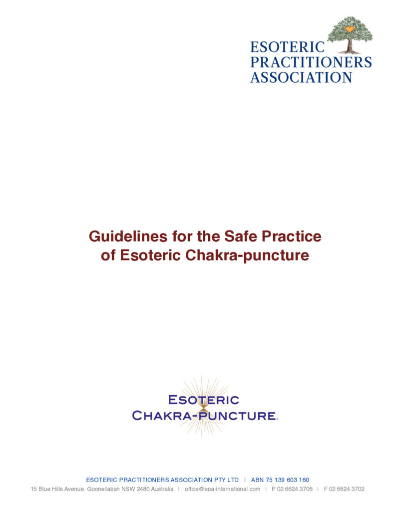 Guidelines for the Safe Practice of Esoteric Chakra puncture – Australia