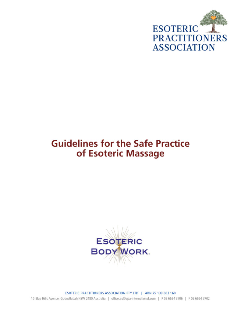 Guidelines for the Safe Practice of Esoteric Massage – Australia