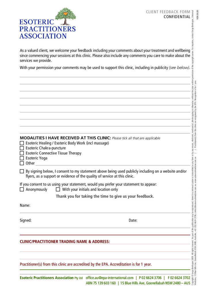 Client Feedback Form – Australia