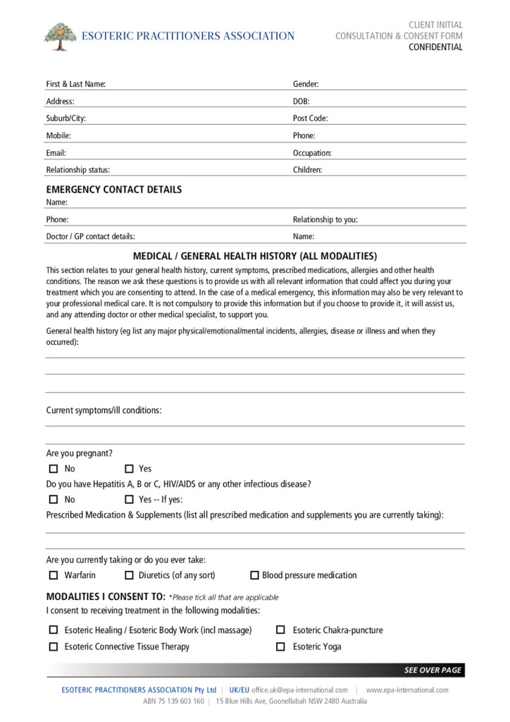 Client Consent Form – UK English