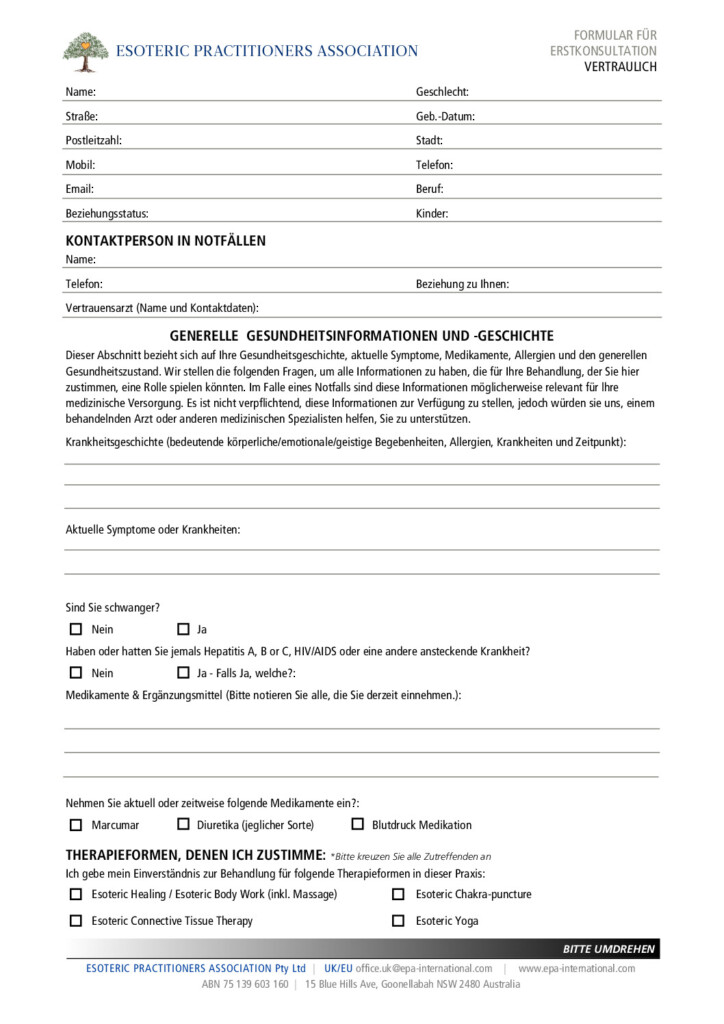 Client Consent Form – German Language