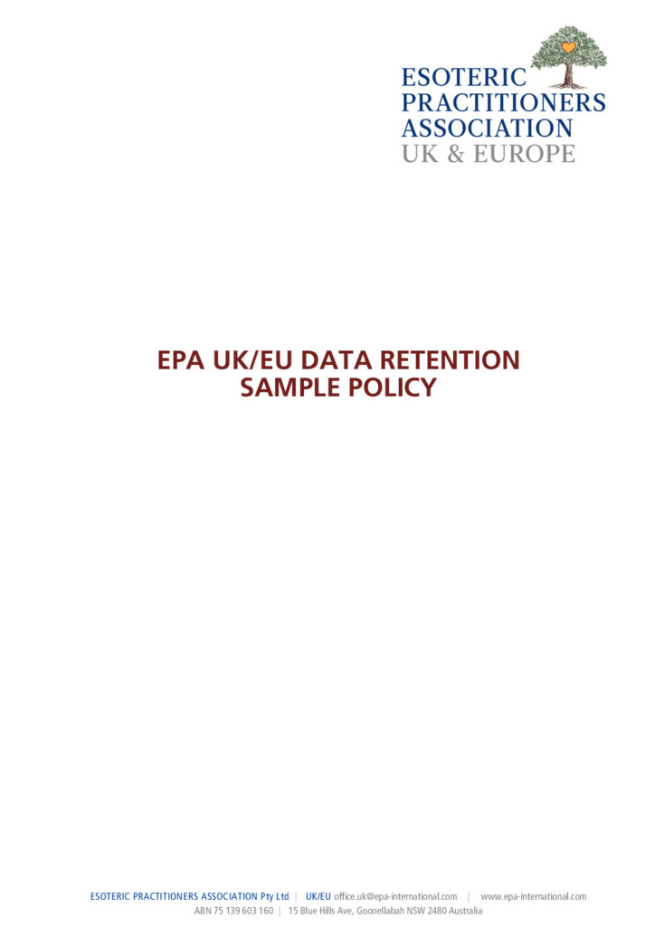 EPA UK/EU Data Protection Sample Policy