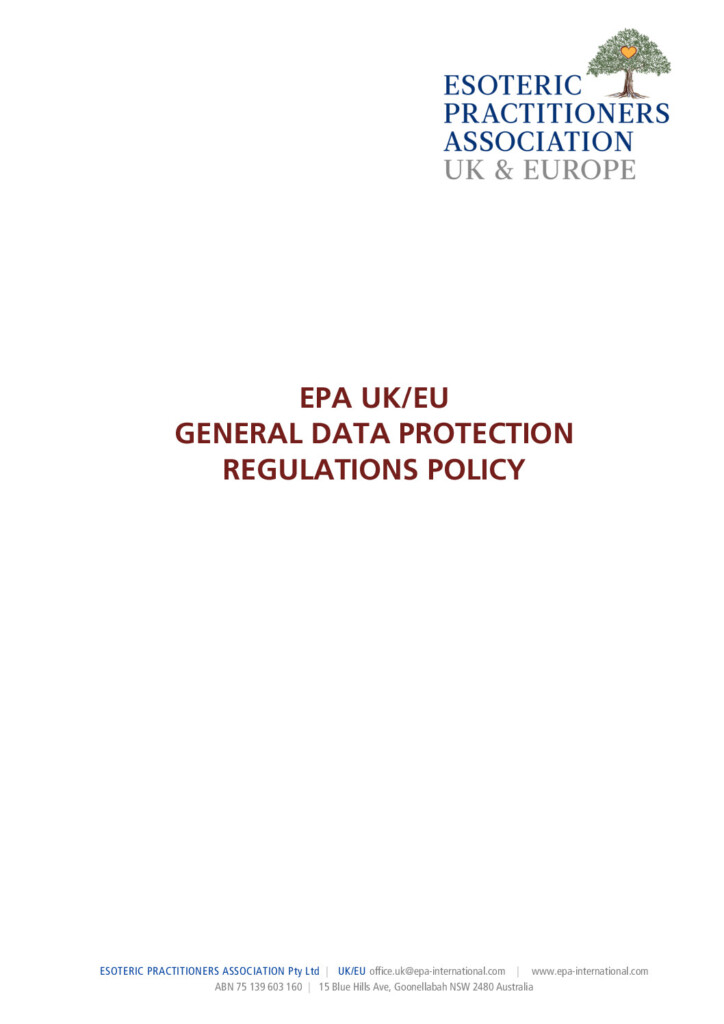 EPA UK/EU GDPR Privacy Policy